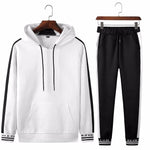 Spring Autumn Sportswear Fitness Tracksuit Men Hoodies Black And White Sets Casual Mens Clothing 2 PC Sweatshirt+SweatPants