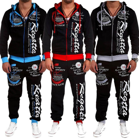 ZOGAA 2019 Track suit 2 piece set Casual Sportwear outfit hooded men coat long Pants Sweatsuit Sport Set men clothing streetwear