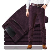new Corduroy men's casual pants 2019 classic middle-aged business straight stretch casual streetwear brand wine red casual pants