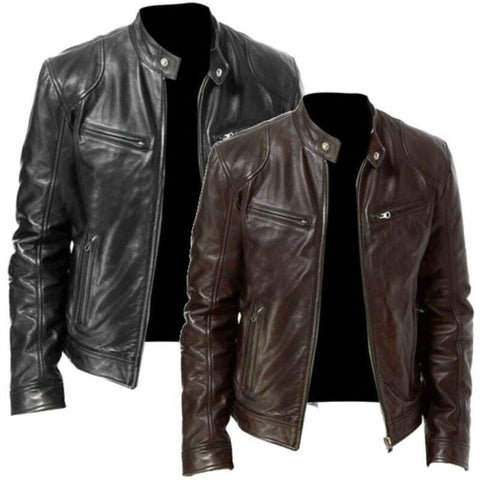 Men Real Leather Jacket Men Slim Fit Warm Coat Motorcycle Lambskin Standing Collar Genuine Leather Coat