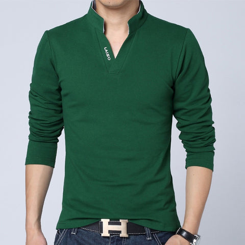 2018 Pure Color Men's Long-sleeved Cotton POLO Shirt  S M L XL 4XL 5XL White Green Grey Red Black Fashion Casual Man POLO Shirts