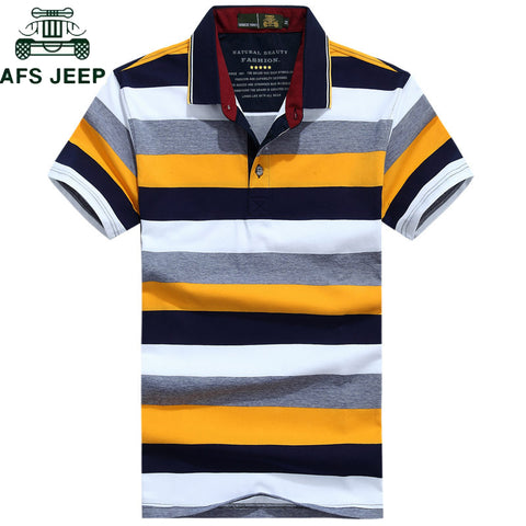 AFS JEEP Brand Striped Polo Shirt Men 2018 Summer Cotton Turn-down collar Breathable Anti-Wrinkle Business Tops Tee polo hombre