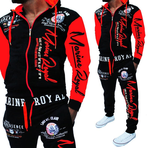 Men Track Suit Hooded Jacket Sweatsuit Mens Sports Suits brand New Sportwear Men Jogger Set Printed Tracksuit Men Clothes 2018