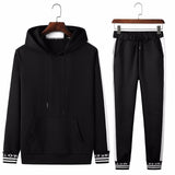 Spring Autumn Sportswear Fitness Tracksuit Men Hoodies Black And White Sets Casual Mens Clothing 2 PC Sweatshirt+SweatPants