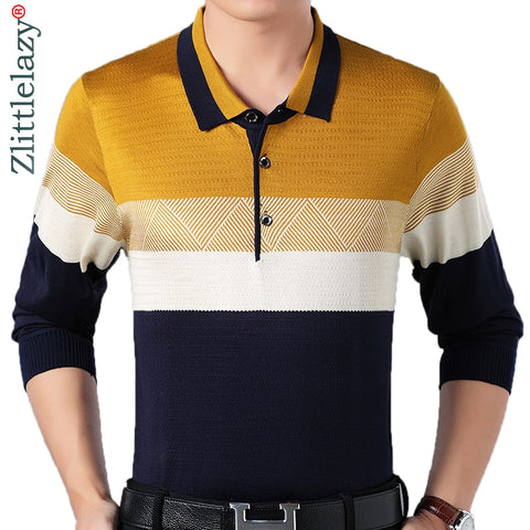 2019 designer brand long sleeve slim fit polo shirt men casual jersey striped mens polos vintage luxury quality tee shirt 56812