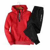 2019 Men Sets New Casual Solid Patchwork Male Hooded Tracksuits Spring Summer Men's Sportswear Hoodies+Pants 2PCS Sporting Suits